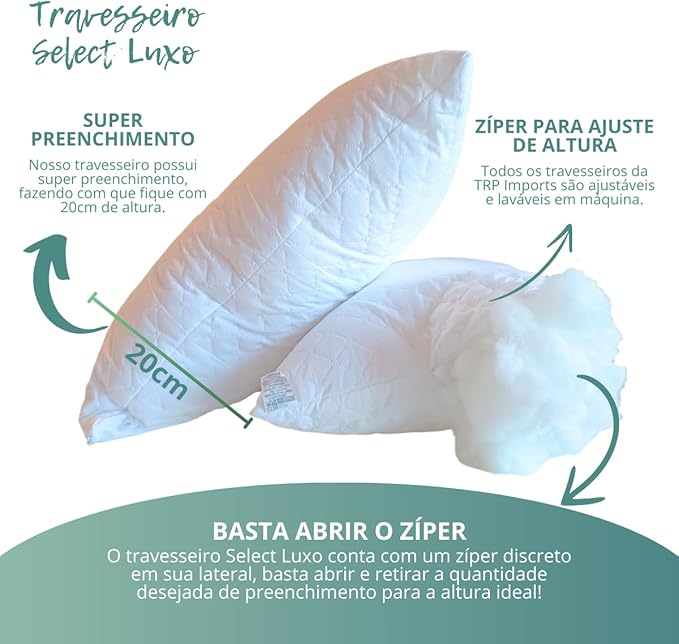 Travesseiro Luxo Fibra Siliconada Antialérgica 50x70cm - Imagem 5