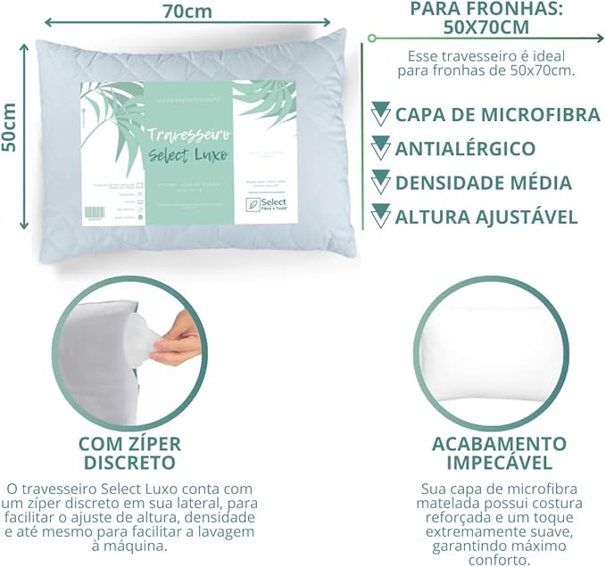 Travesseiro Luxo Fibra Siliconada Antialérgica 50x70cm - Imagem 6